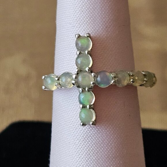 925 Sterling Silver Jewelry - Sterling Silver and Welo Opal Ring